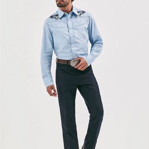 Wrangler Wrancher Dress Jeans Navy 28x30 NWT